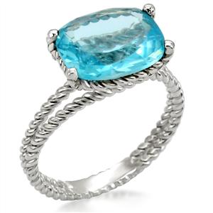 Blue topaz/Aquamarine Colored Crystal Set on a Double Cable Band